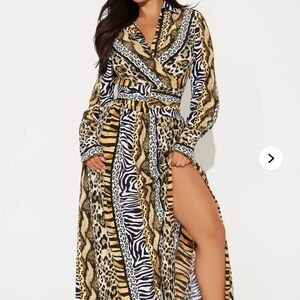 Bossy Printed Maxi Shirt Dress